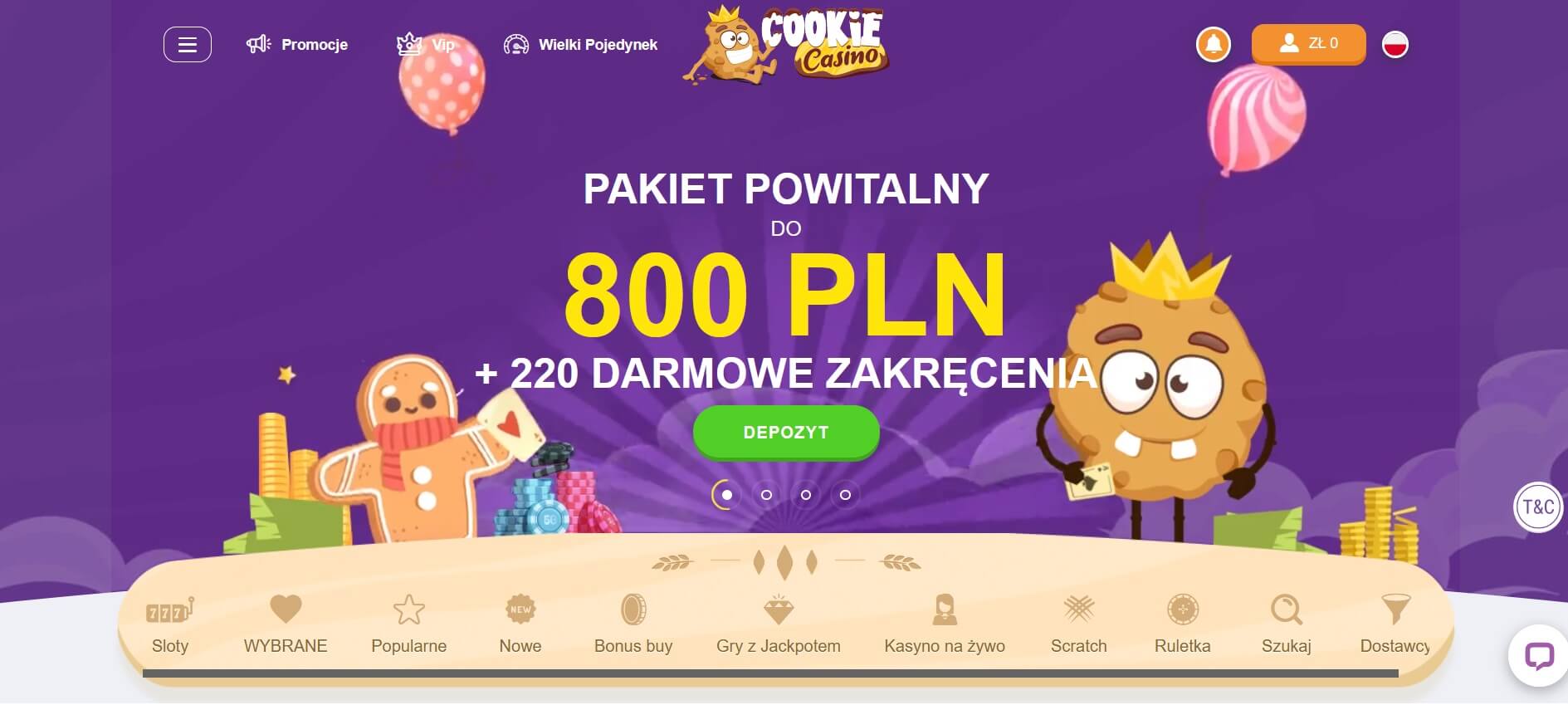 cookie casino bonus powitalny screenshot