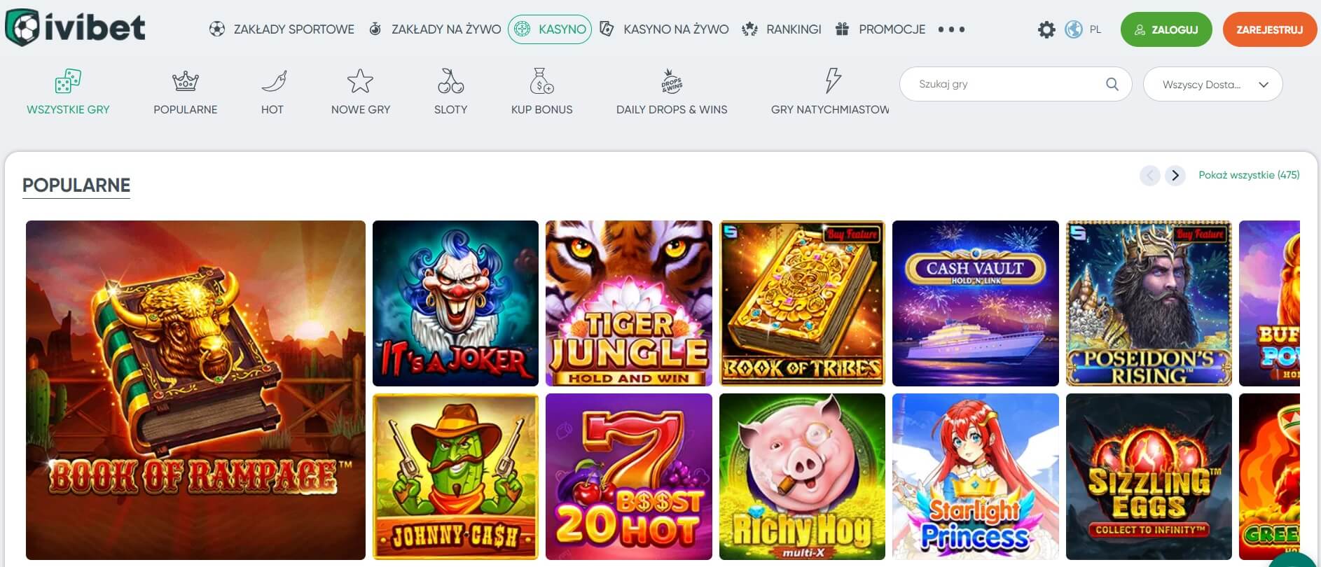 Gry kasynowe w IviBet Casino screenshot
