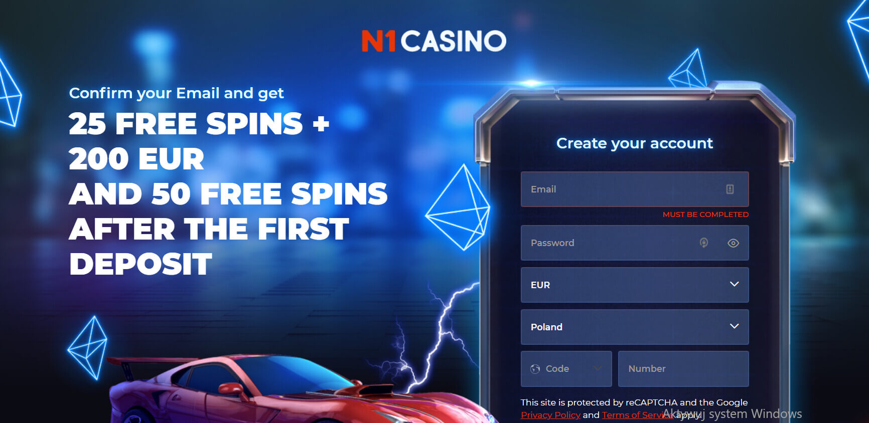 n1 kasyno bonus bez depozytu screenshot