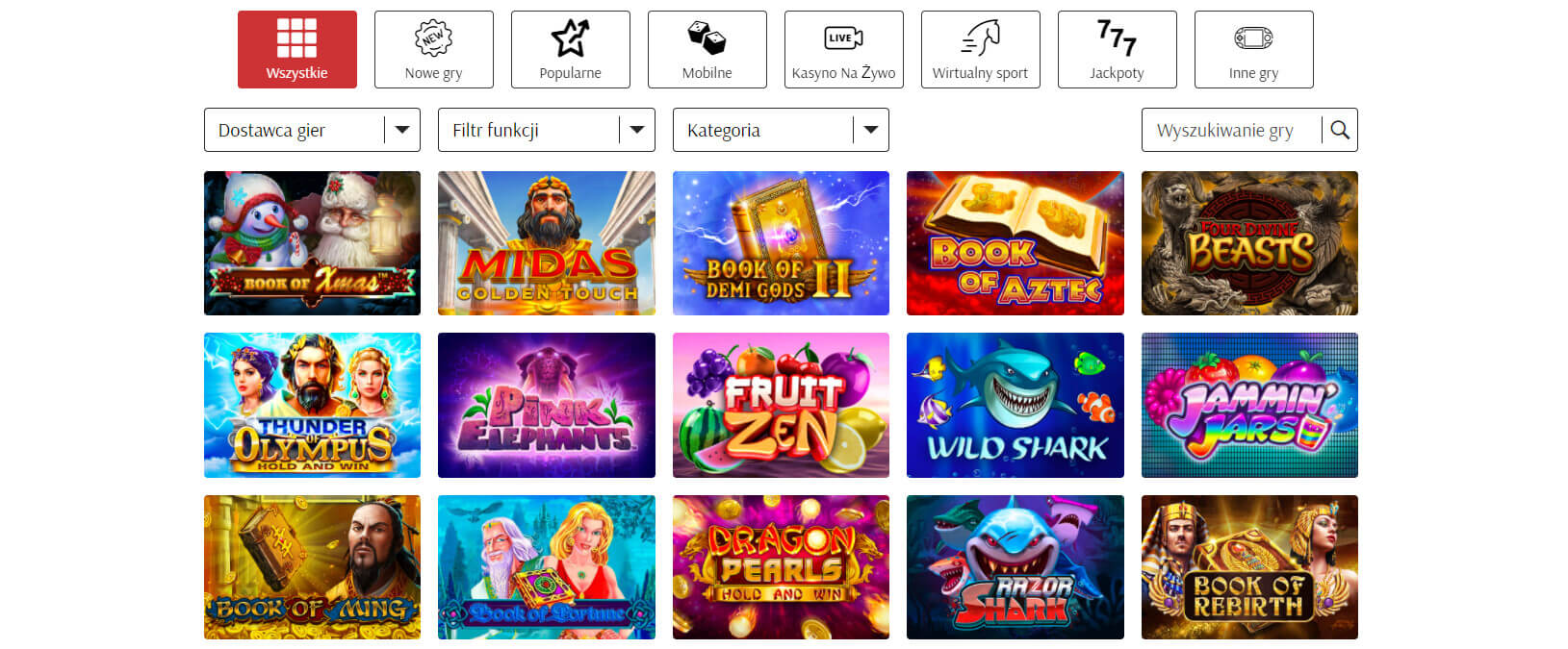 supercat oferta gier hazardowych screenshot
